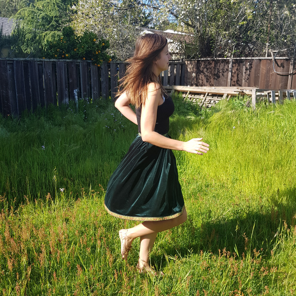 Custom made velour skirt